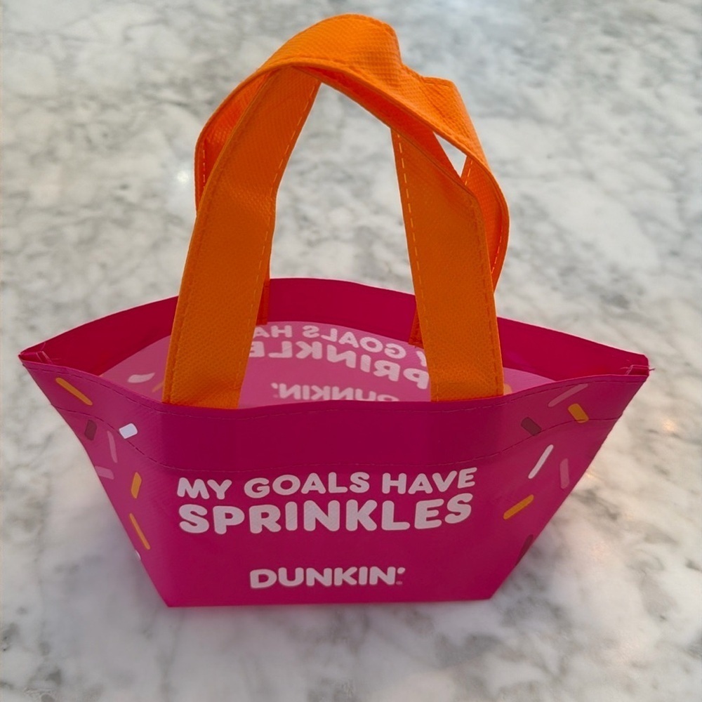 NEW Dunkin' Donuts Limited Edition Sprinkle Pink and Orange Mini Tote